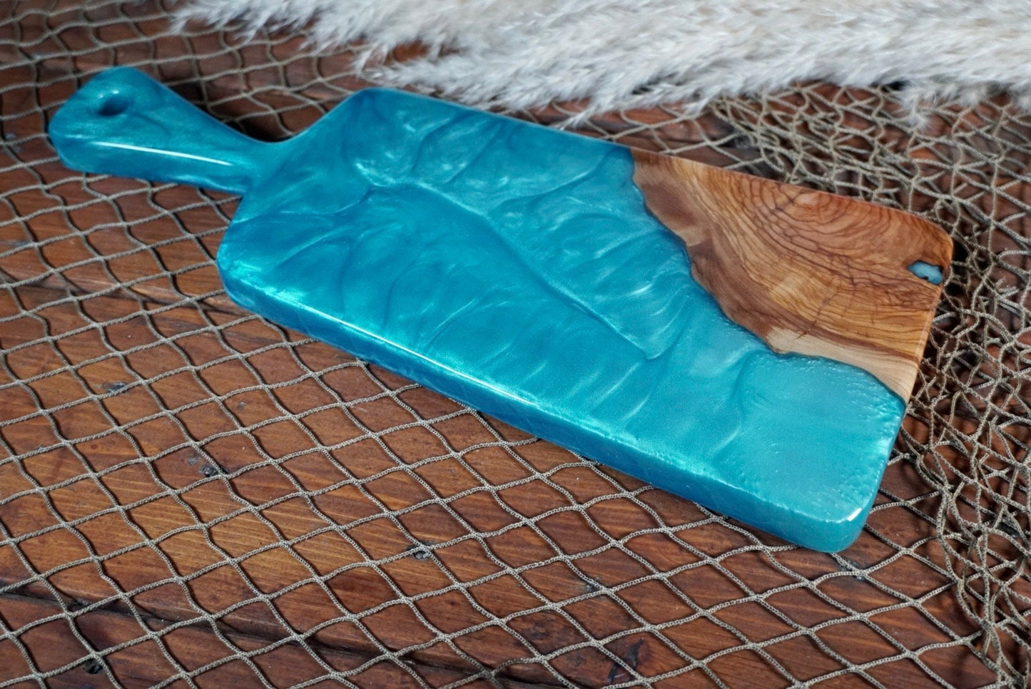 Blue Resin, Olive wood Charcuterie Board, Serving Board
