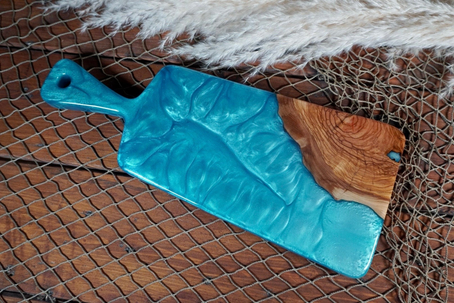 Blue Resin, Olive wood Charcuterie Board, Serving Board
