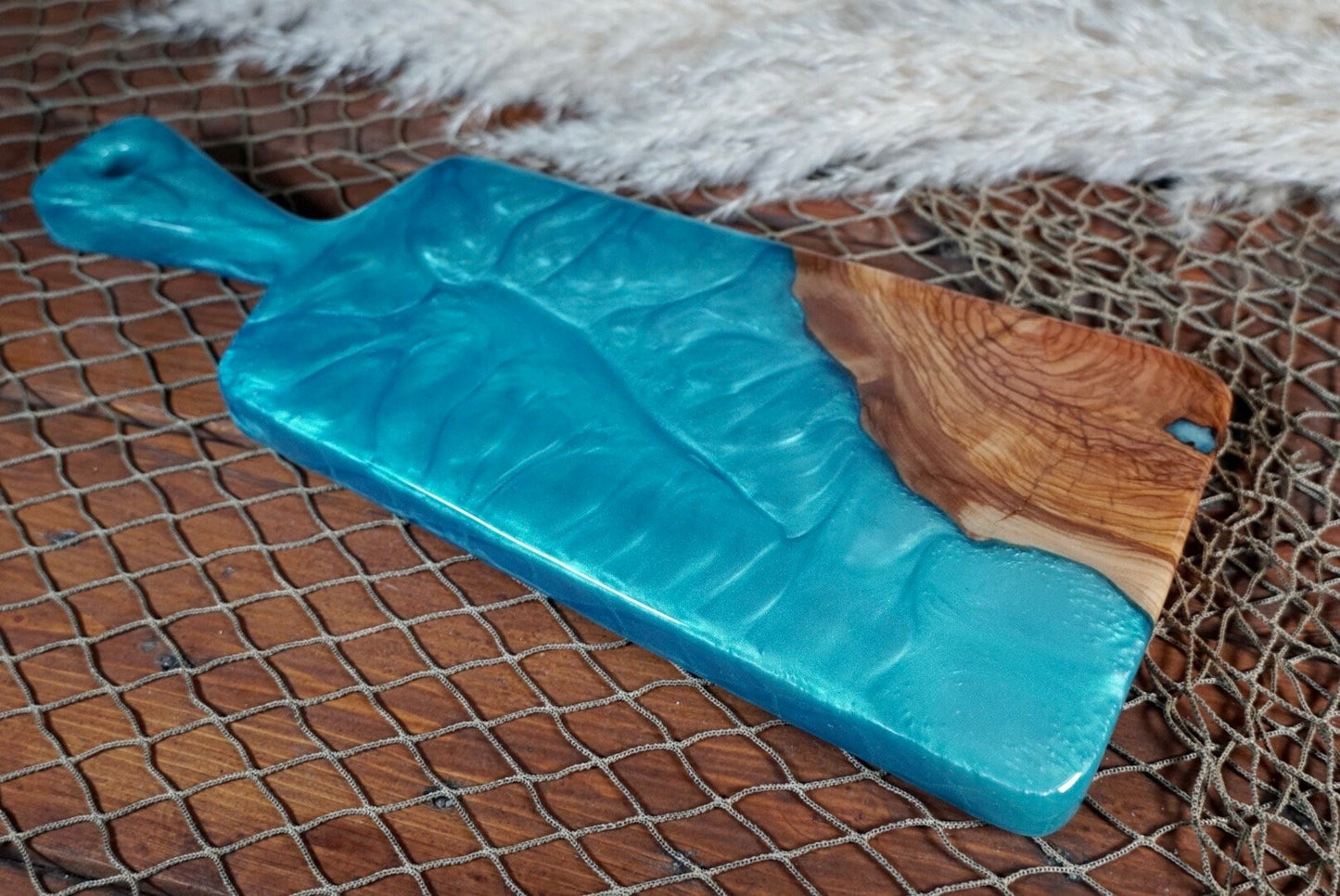 Blue Resin, Olive wood Charcuterie Board, Serving Board