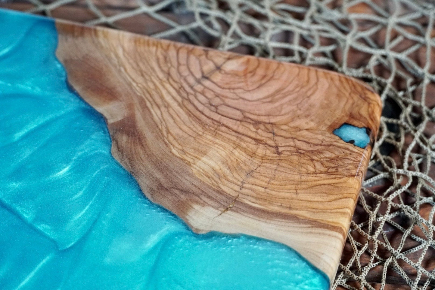 Blue Resin, Olive wood Charcuterie Board, Serving Board