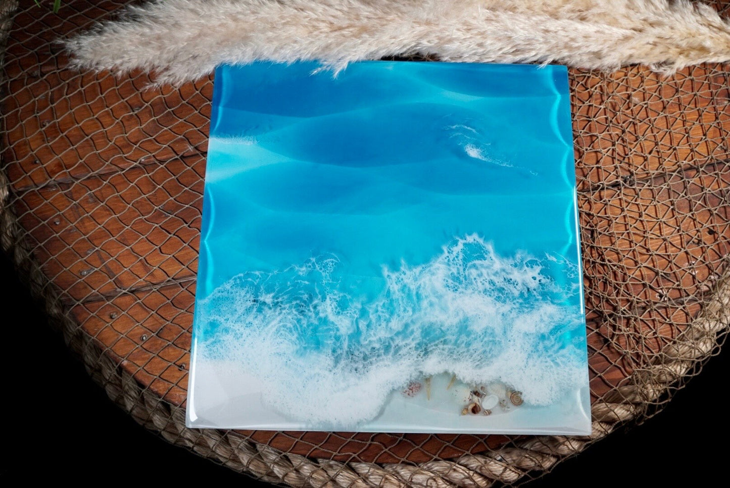 Ocean Blue Sculpted Waves Wall Art