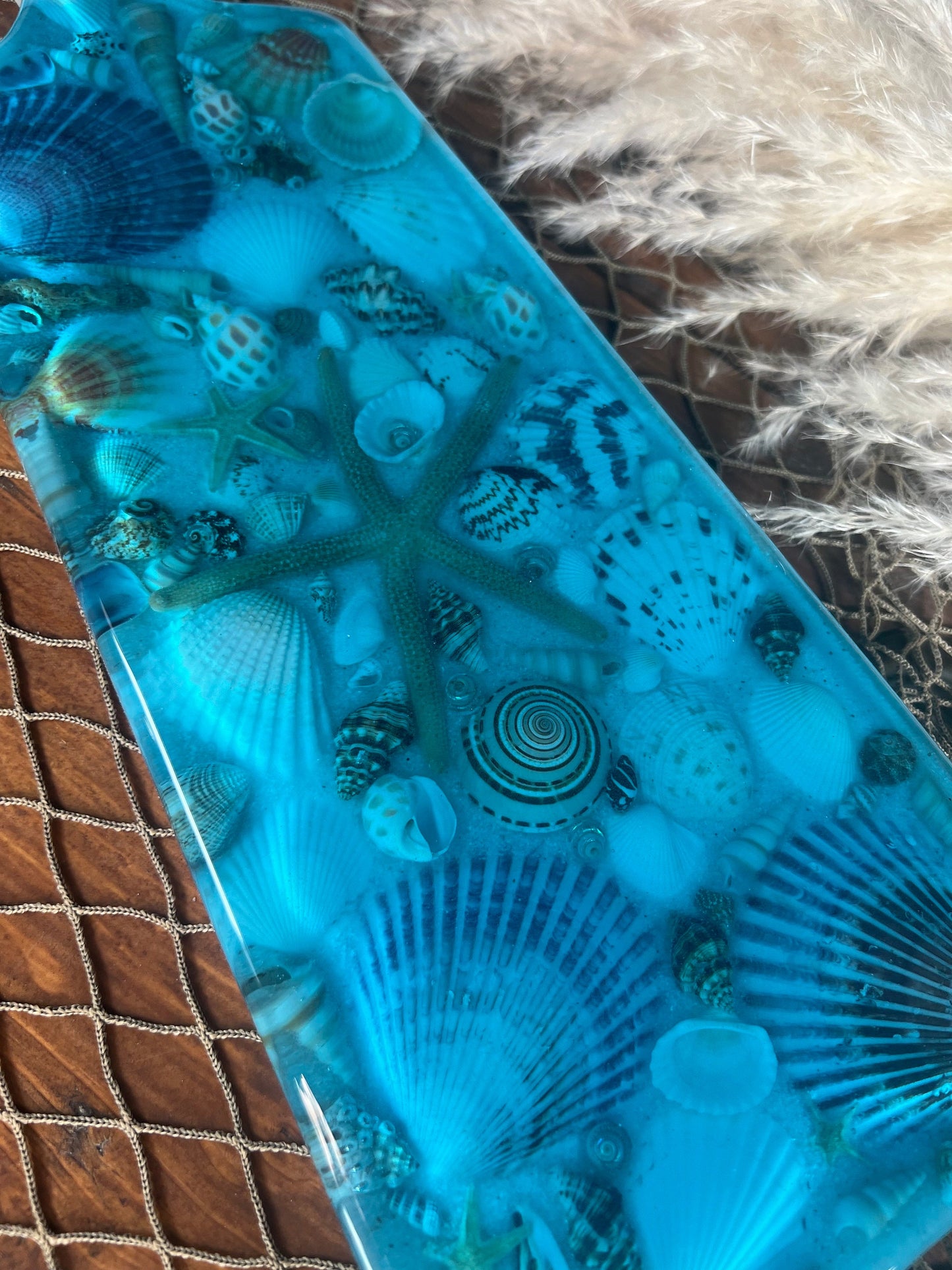 Sea Shell Ocean Cheese Board / Charcuterie Board / Serving Platter with Dolphin Tale Handle