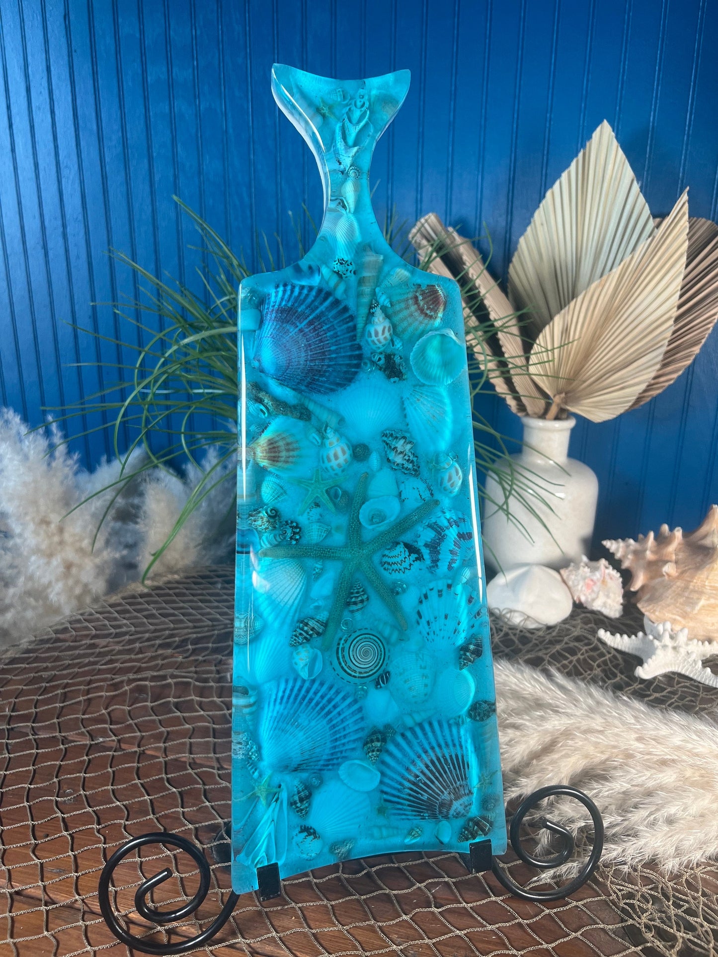 Sea Shell Ocean Cheese Board / Charcuterie Board / Serving Platter with Dolphin Tale Handle