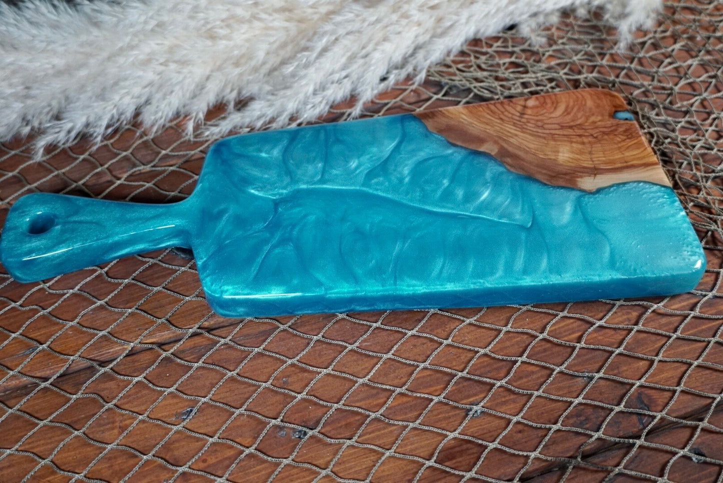 Blue Resin, Olive wood Charcuterie Board, Serving Board