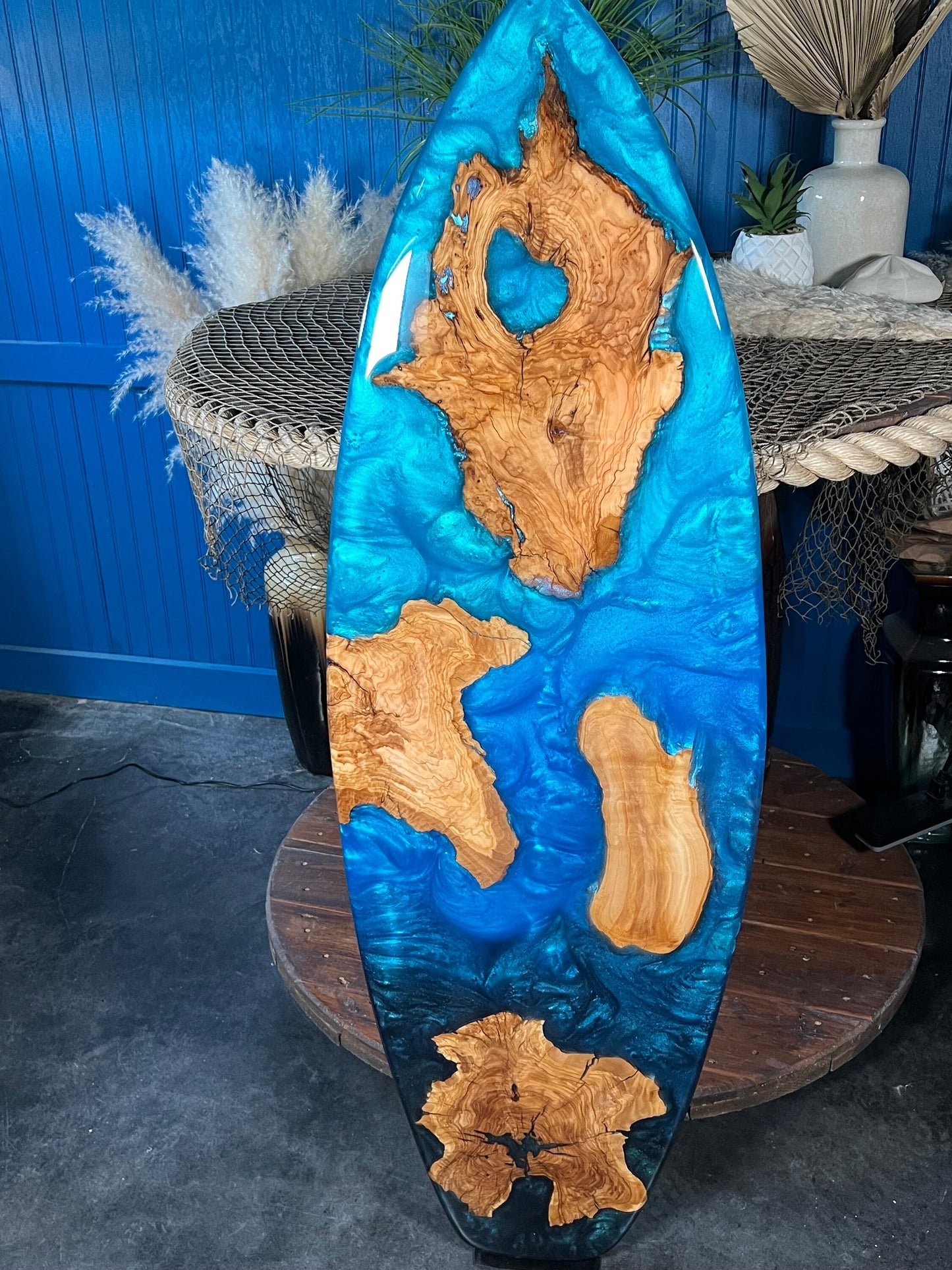 Turquoise and Blue Surfboard | Wall Art