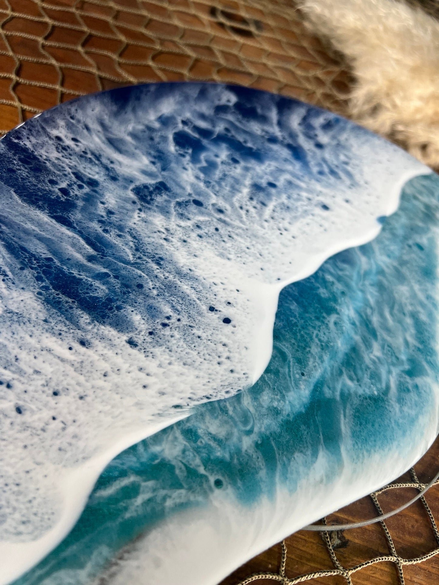 Glass Ocean Waves Lazy Susan