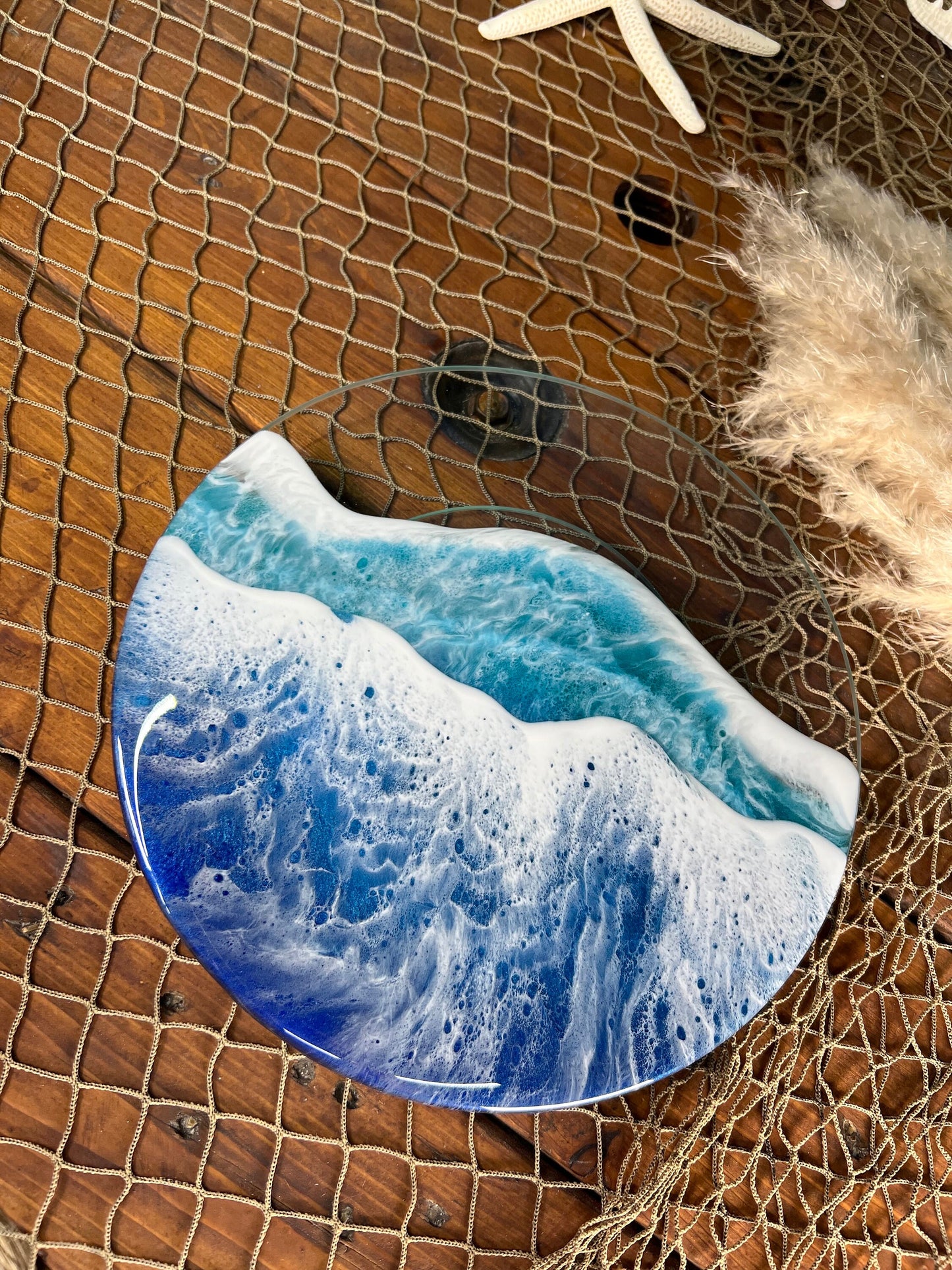 Glass Ocean Waves Lazy Susan