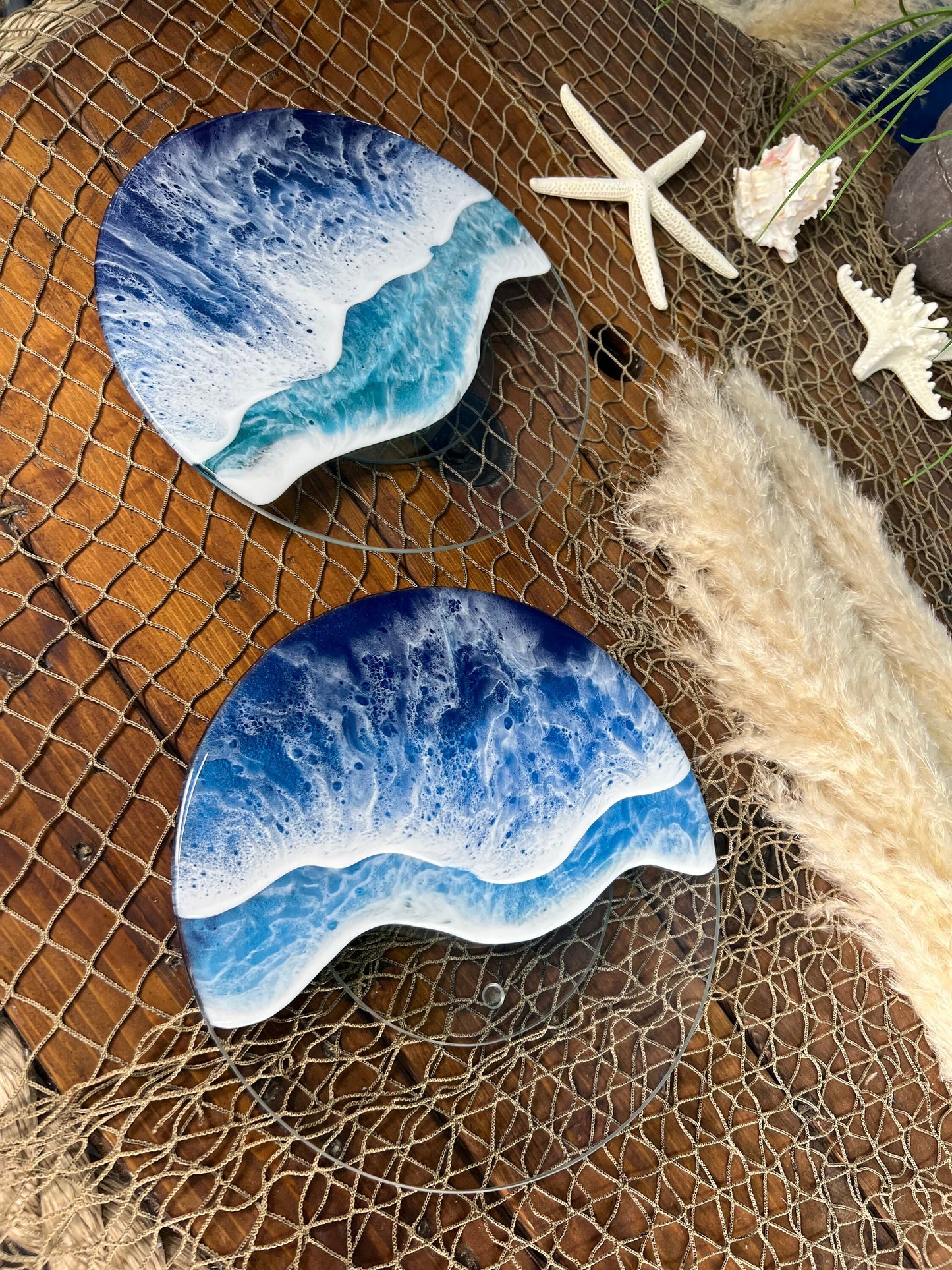 Glass Ocean Waves Lazy Susan