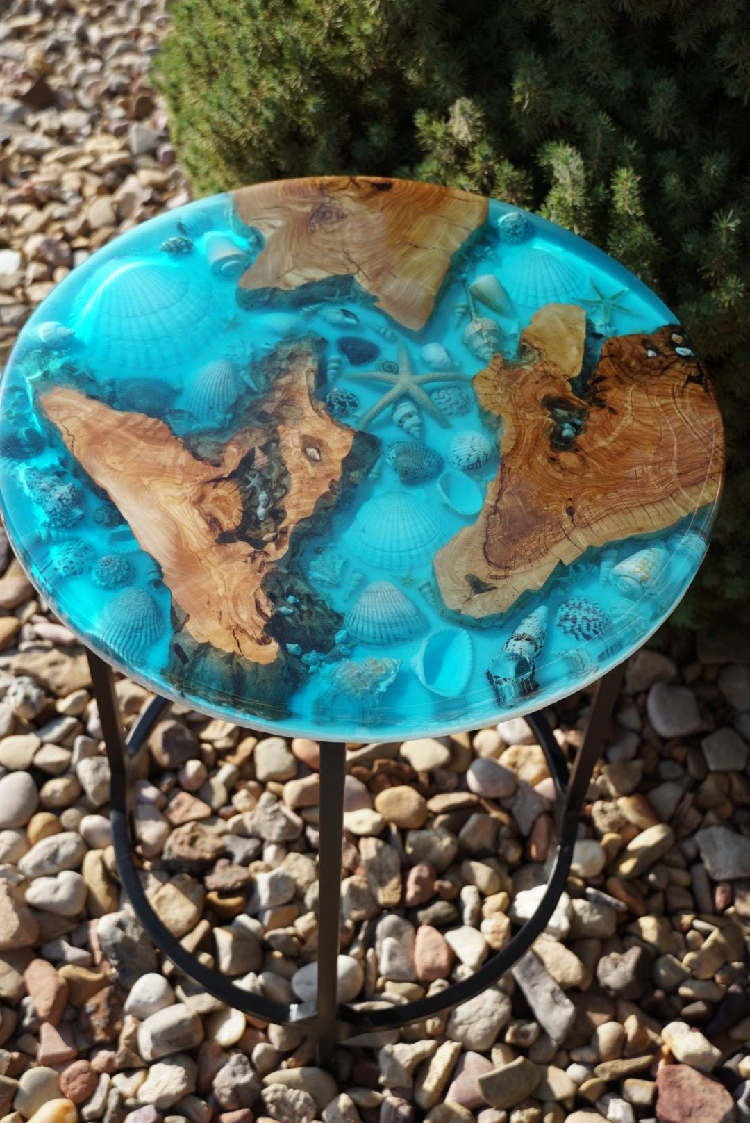 Ocean Sea Shell Seaside Accent Table | Side Table | End Table