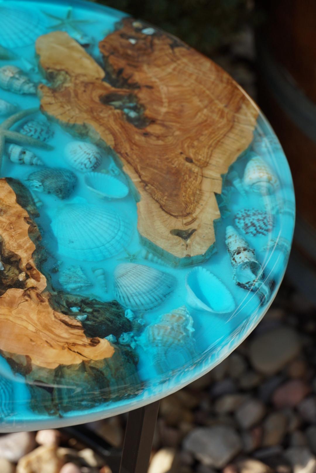 Ocean Sea Shell Seaside Accent Table | Side Table | End Table