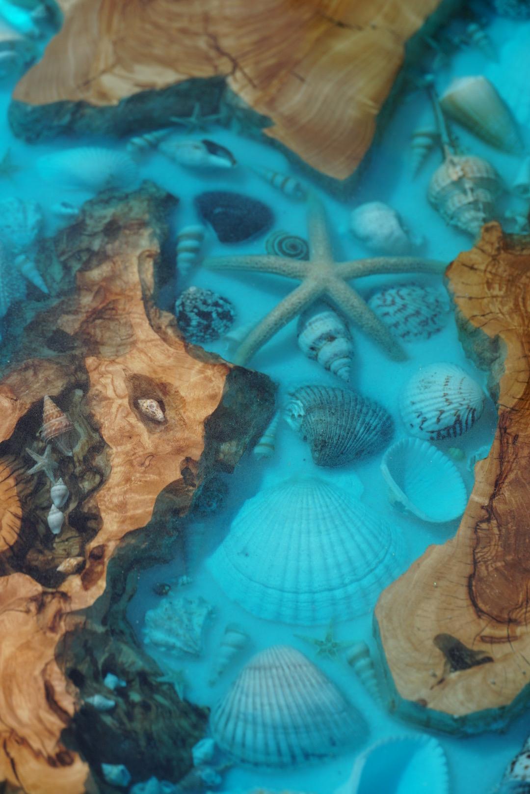 Ocean Sea Shell Seaside Accent Table | Side Table | End Table