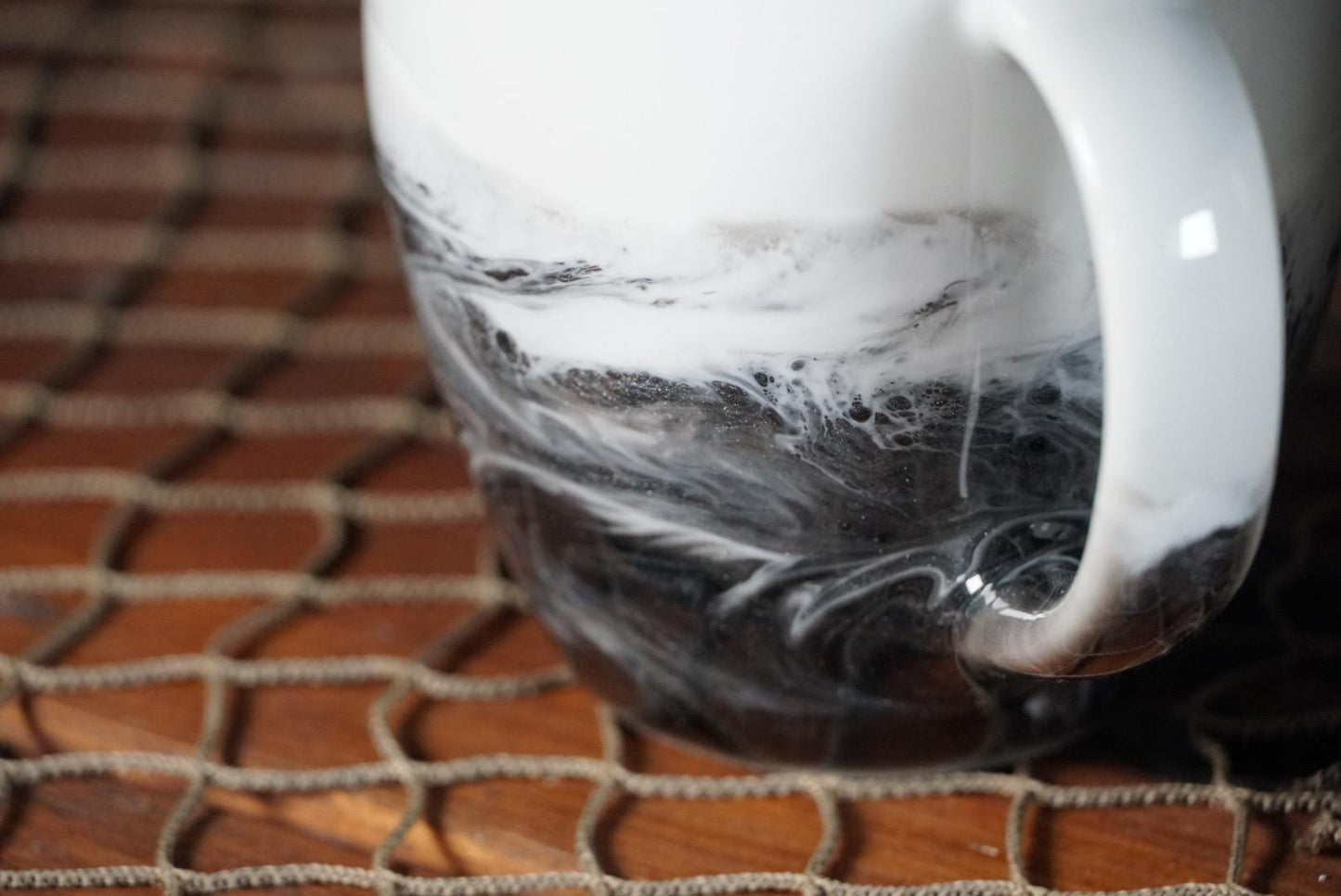 Black and Silver Ocean Waves Coffee Cup | Coastal Decor