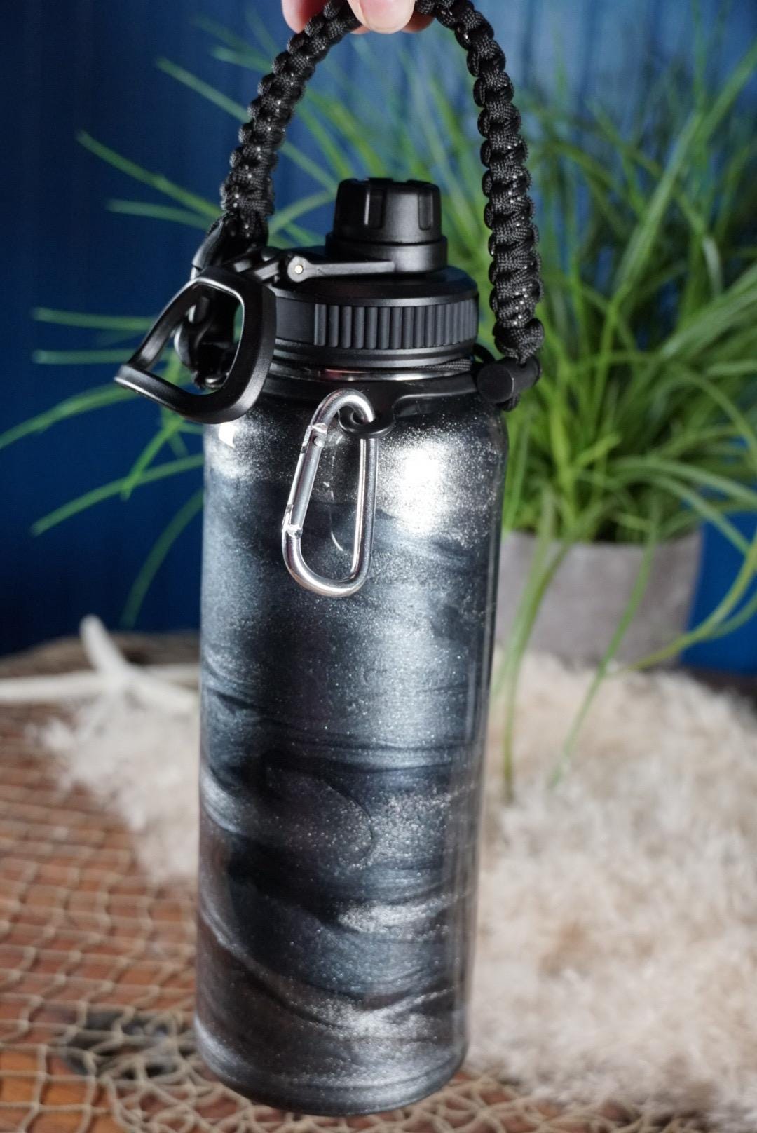 Black & Silver Insulated Water Bottle Thermos Sports Bottle