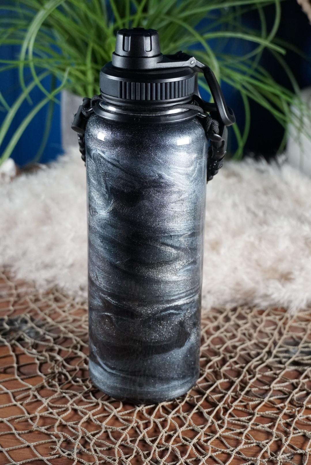 Black & Silver Insulated Water Bottle Thermos Sports Bottle