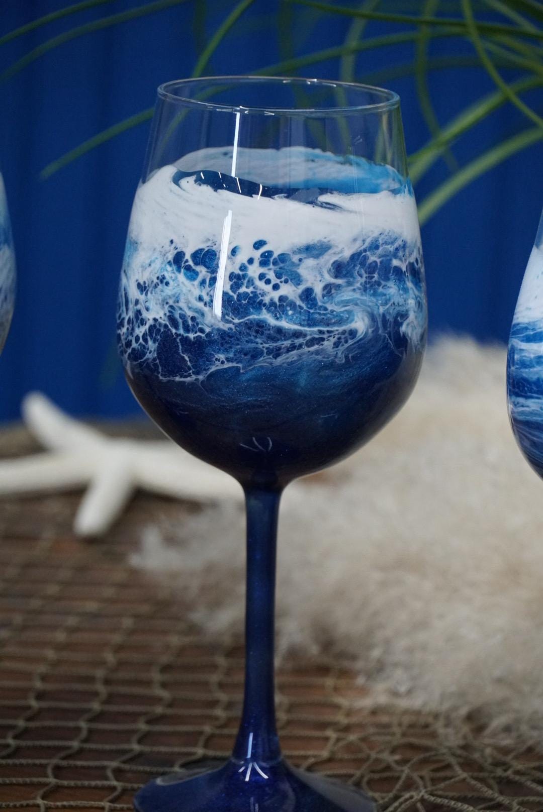 Ocean Waves Wine Glasses | Coastal Decor