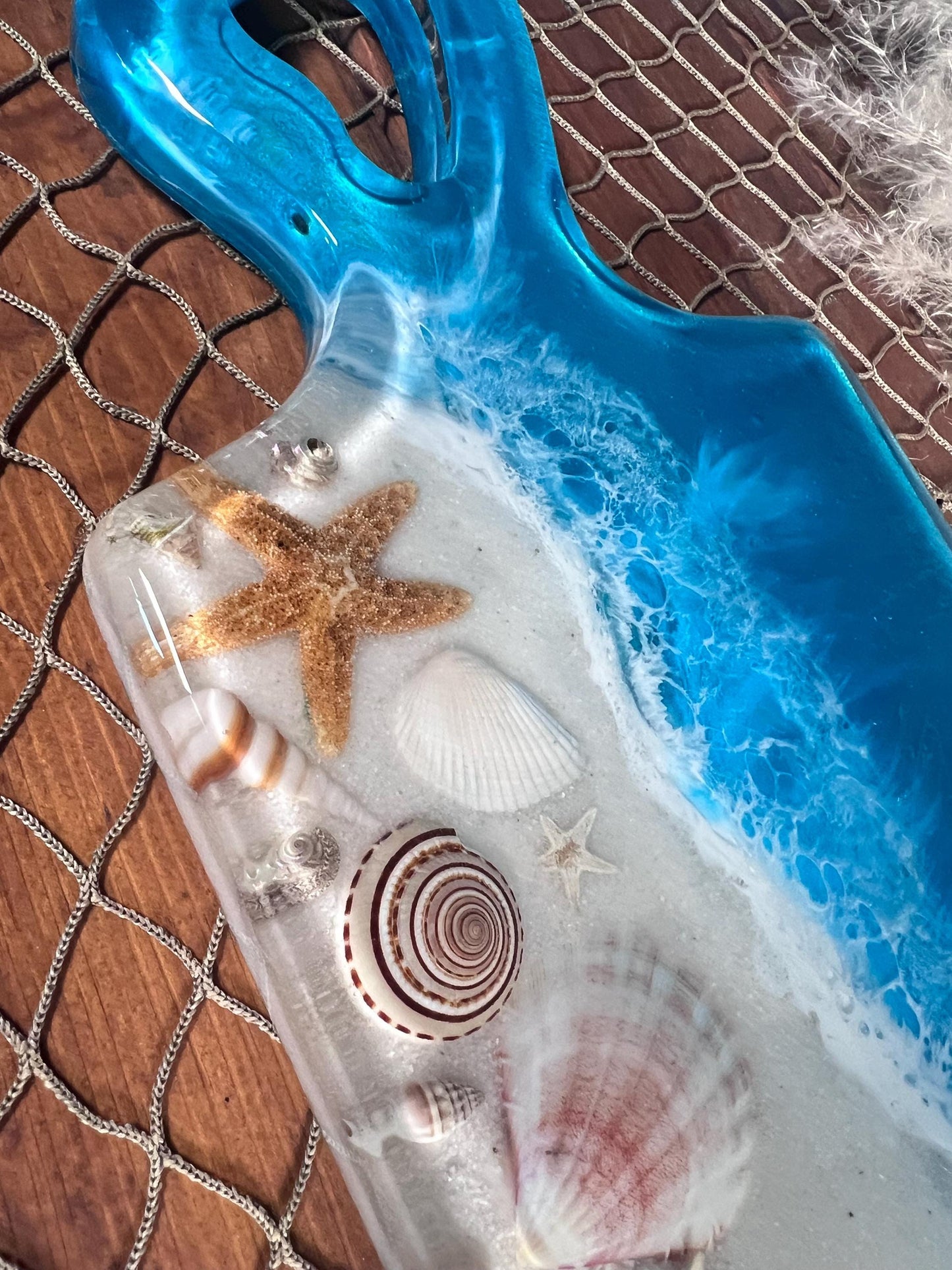 Tropical Ocean Sea Shell Epoxy Resin Charcuterie Board/Serving Platter