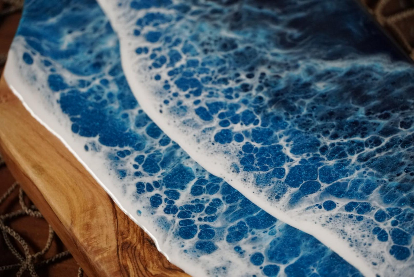Mini Olive Wood with Blue Epoxy Resin Waves, Charcuterie Board, Cheese Board , Small bites, Table Accent