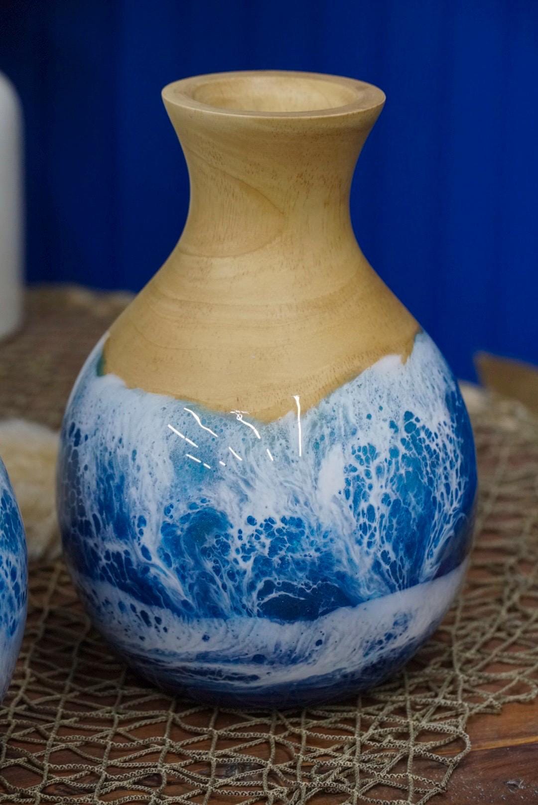 Wooden Vase with Waves