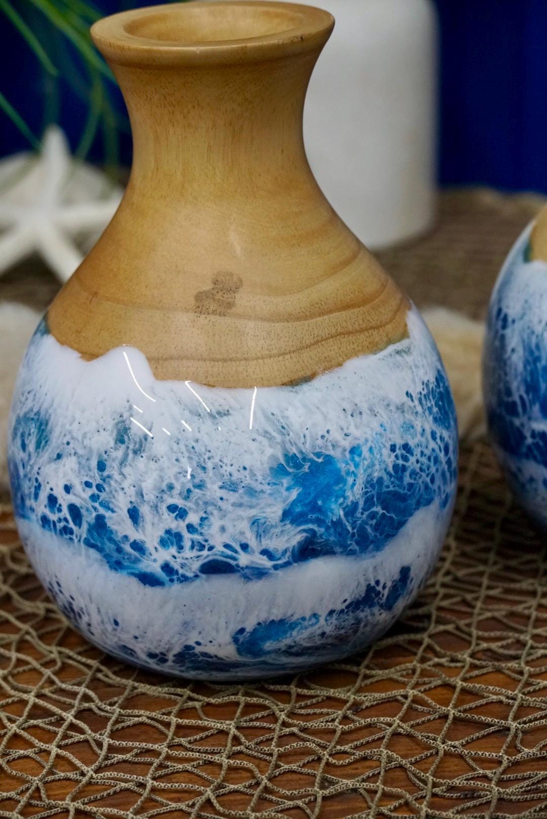 Wooden Vase with Waves