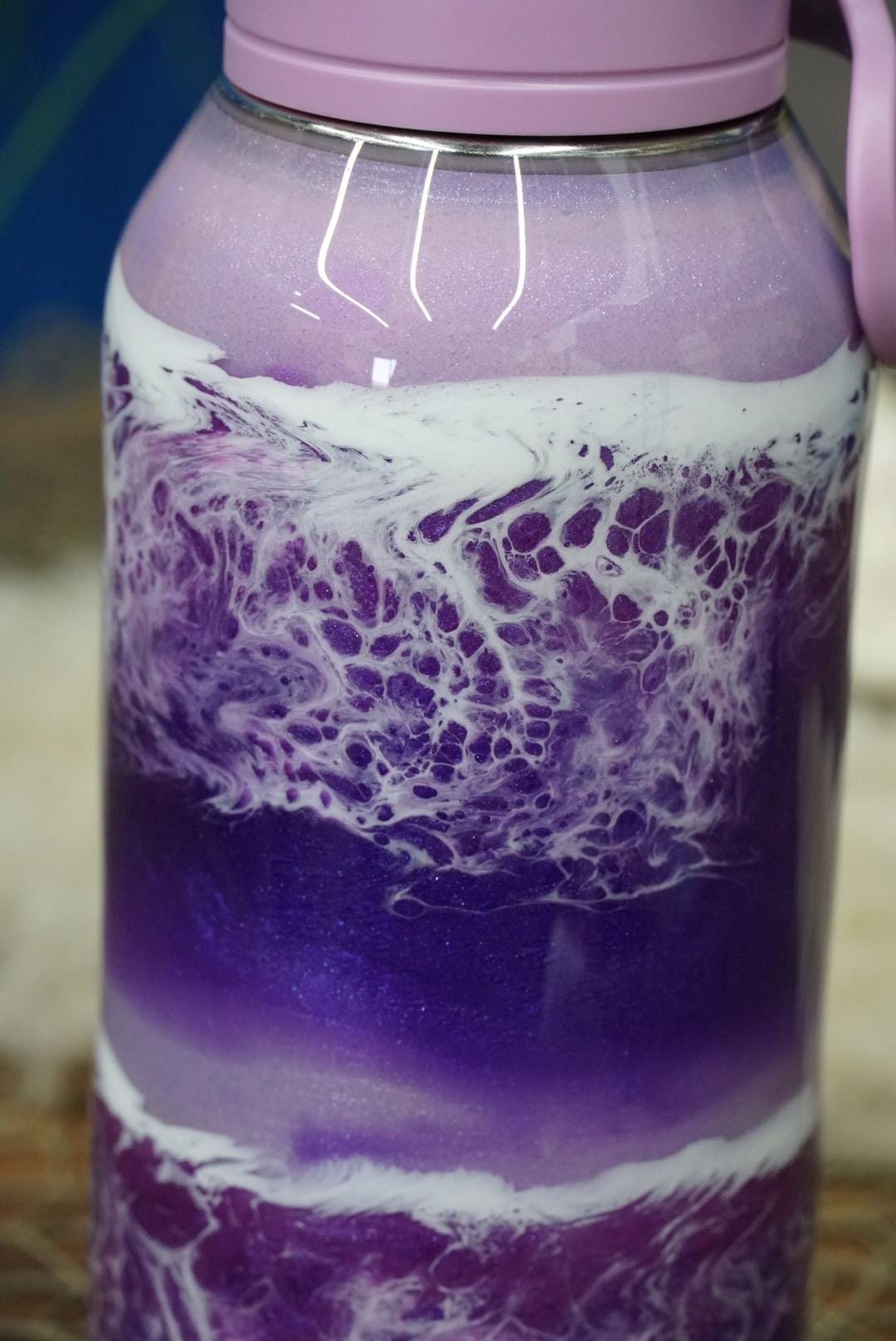 Ocean Waves Purple Water Bottle