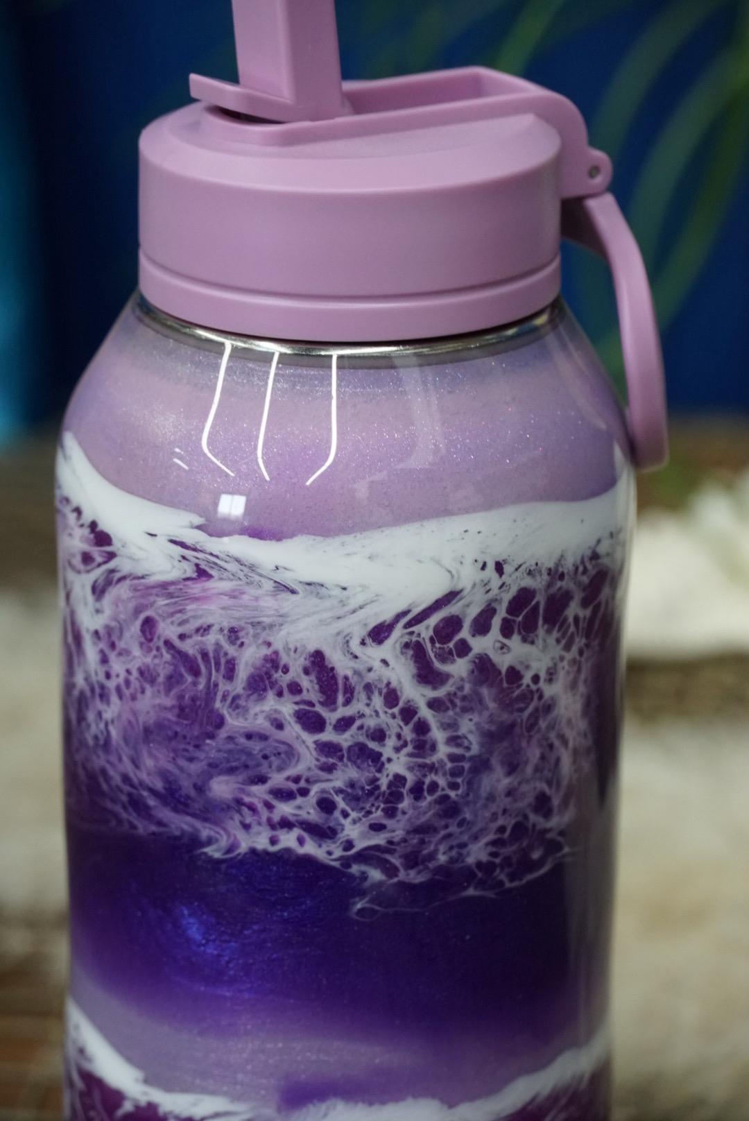 Ocean Waves Purple Water Bottle