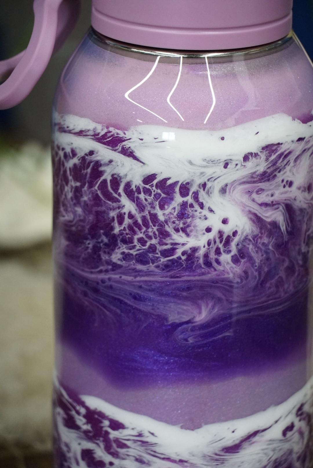 Ocean Waves Purple Water Bottle