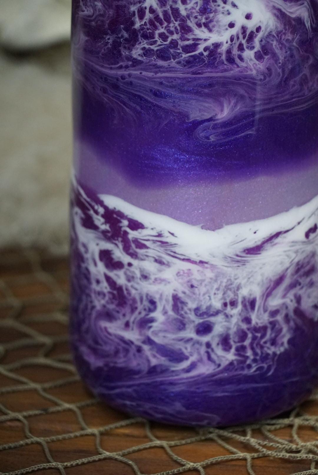 Ocean Waves Purple Water Bottle