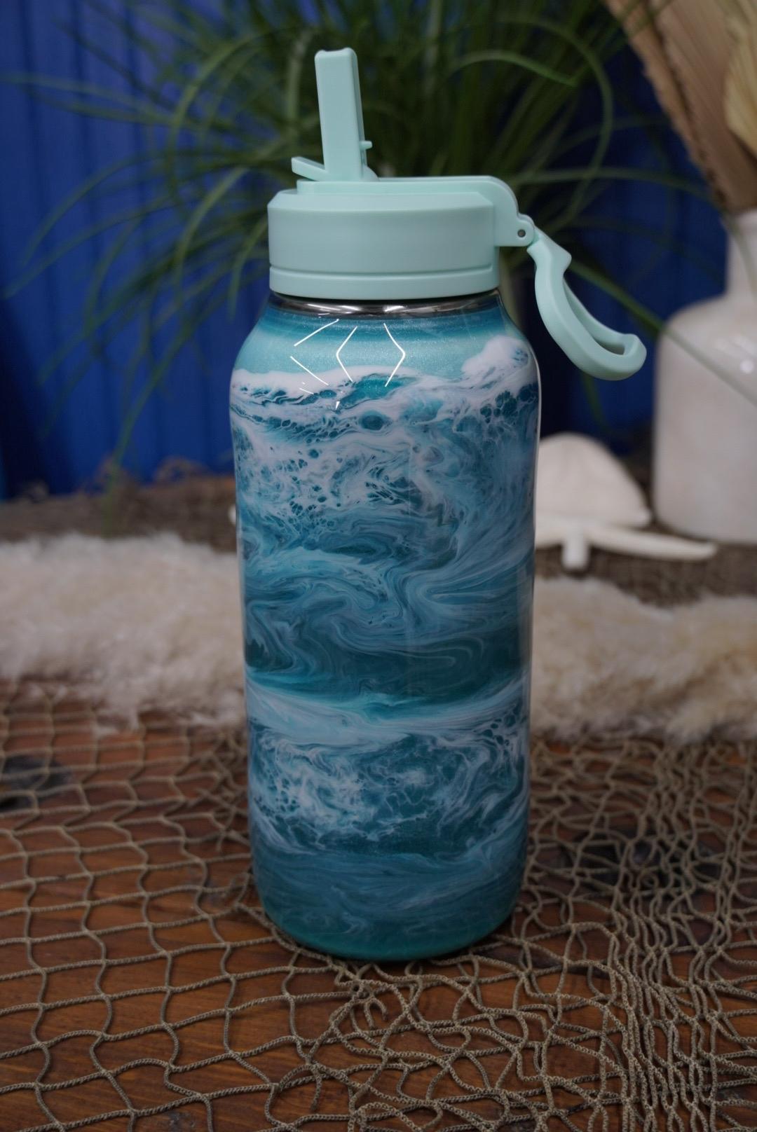 Ocean Waves Aqua Water Bottle