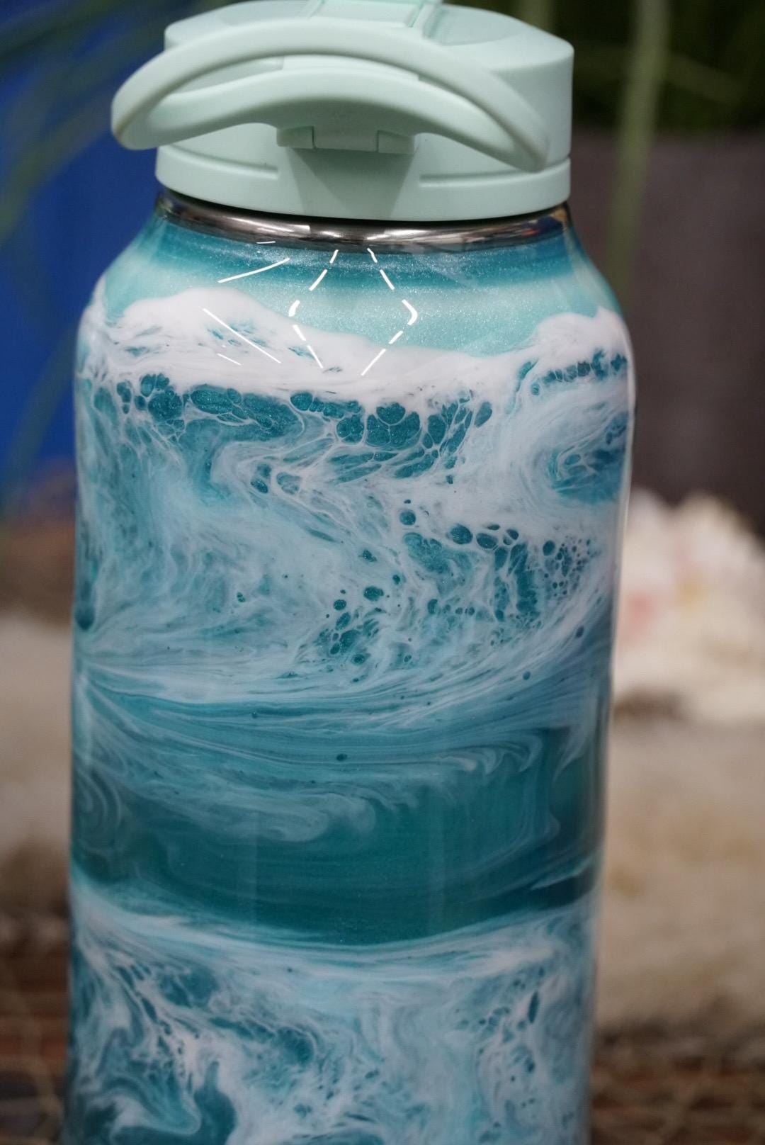 Ocean Waves Aqua Water Bottle