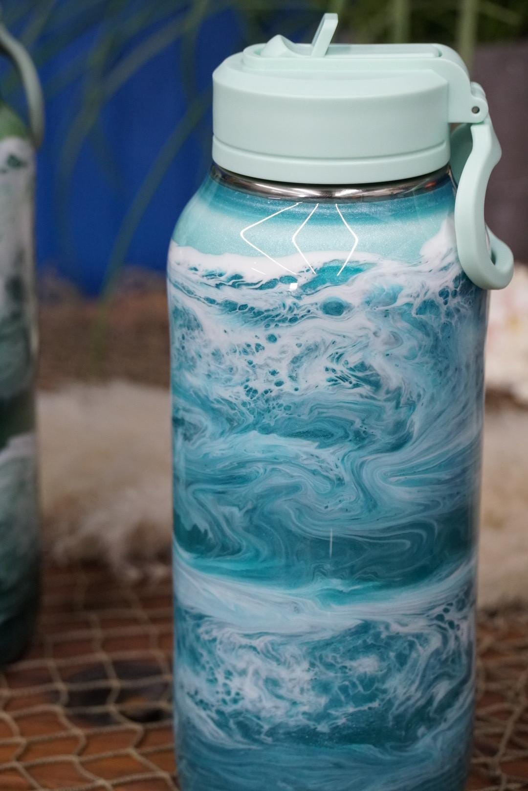 Ocean Waves Aqua Water Bottle