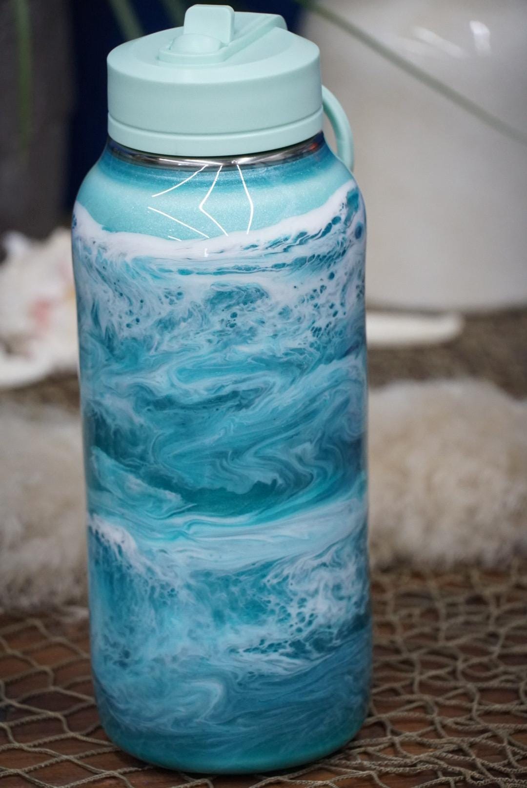 Ocean Waves Aqua Water Bottle