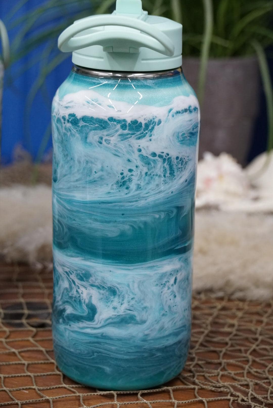 Ocean Waves Aqua Water Bottle
