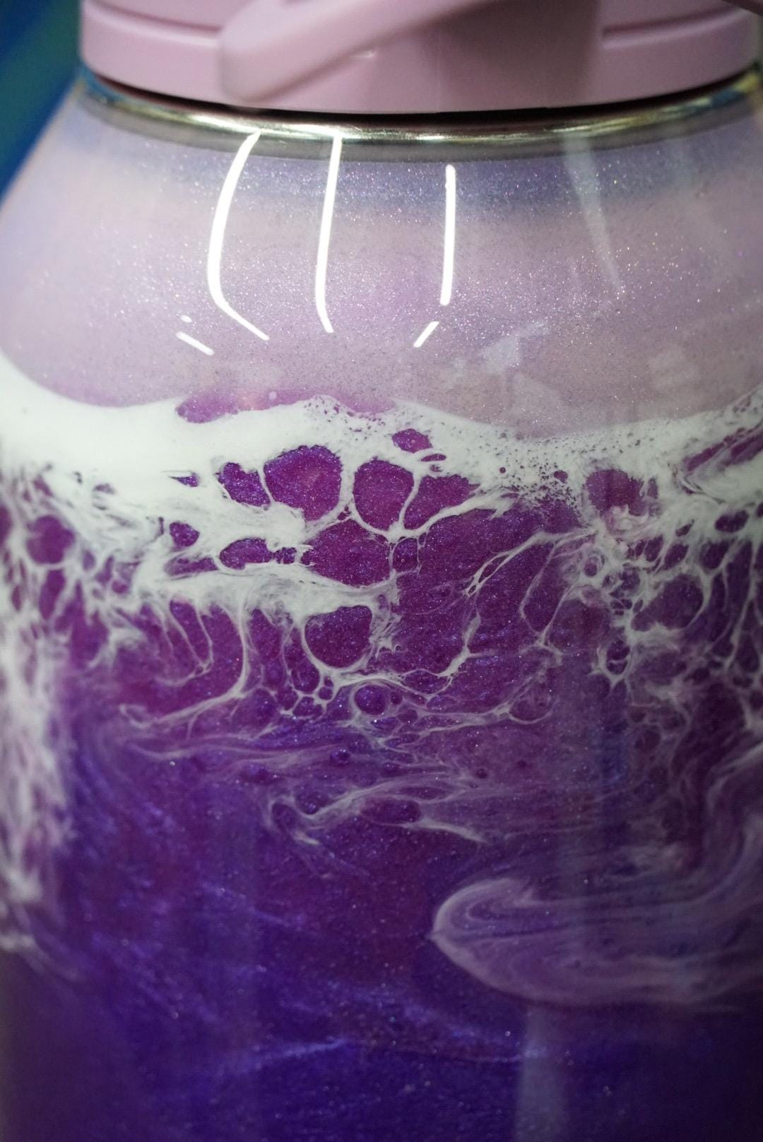 Ocean Waves Purple Water Bottle
