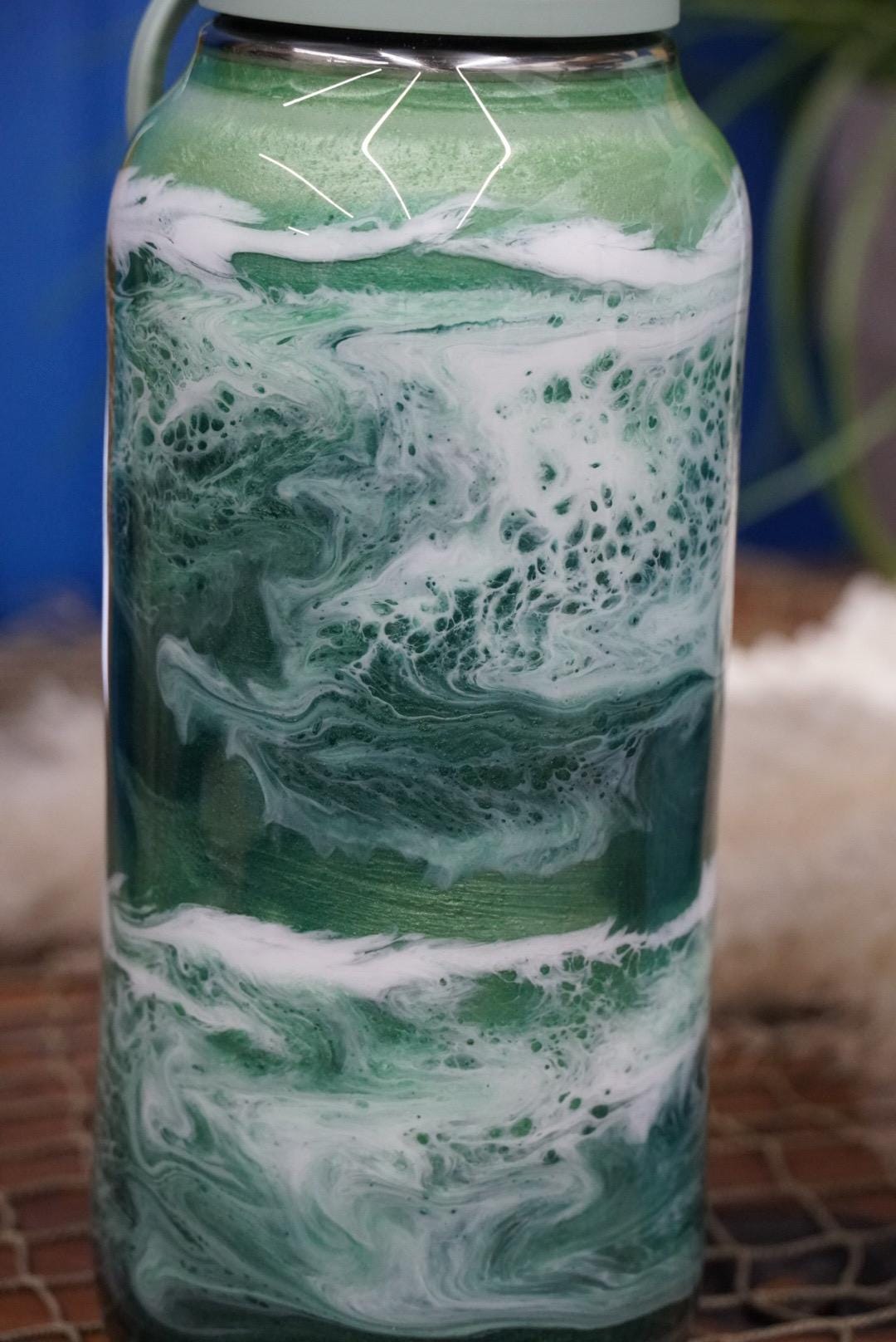 Ocean Waves Green Water Bottle