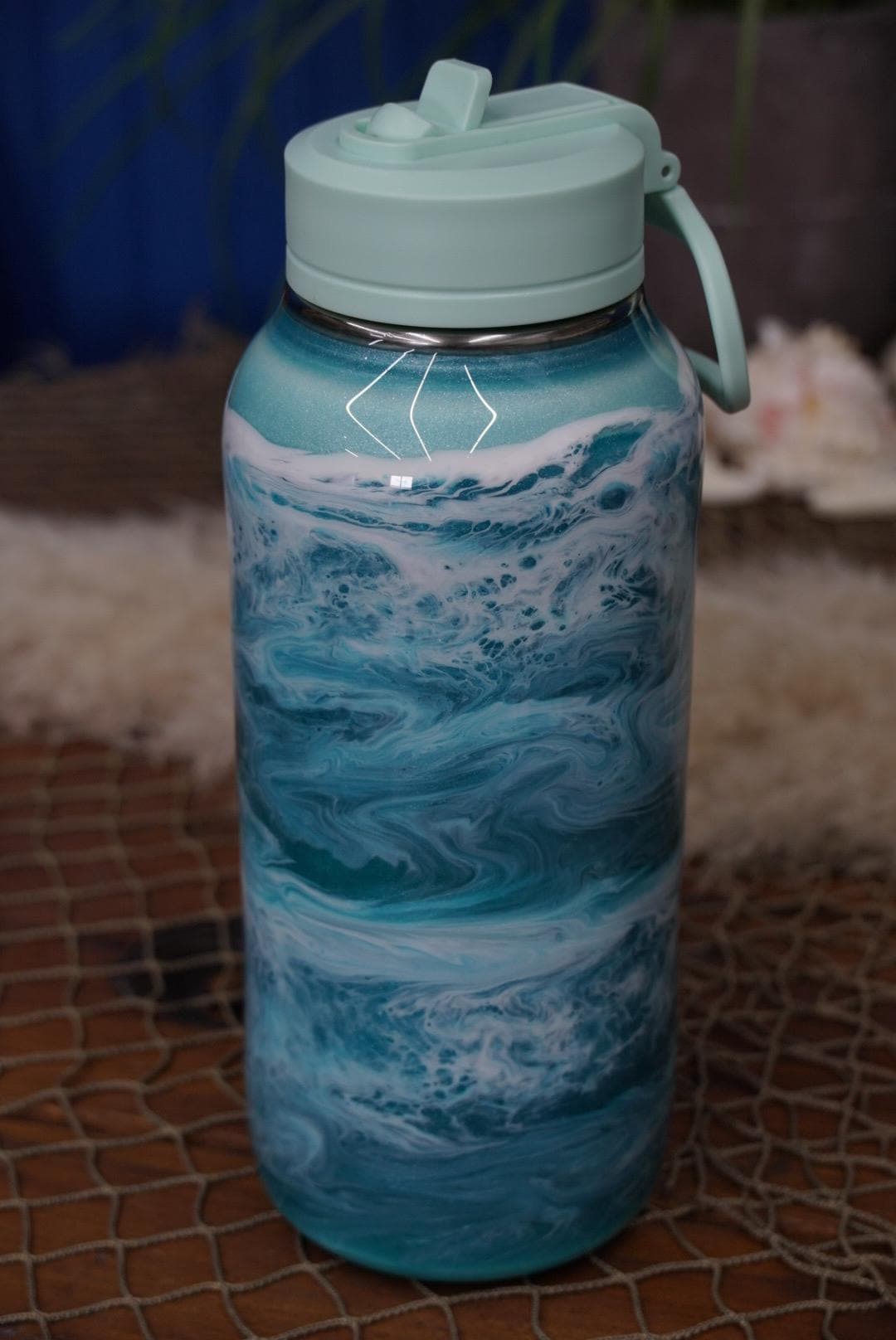 Ocean Waves Aqua Water Bottle