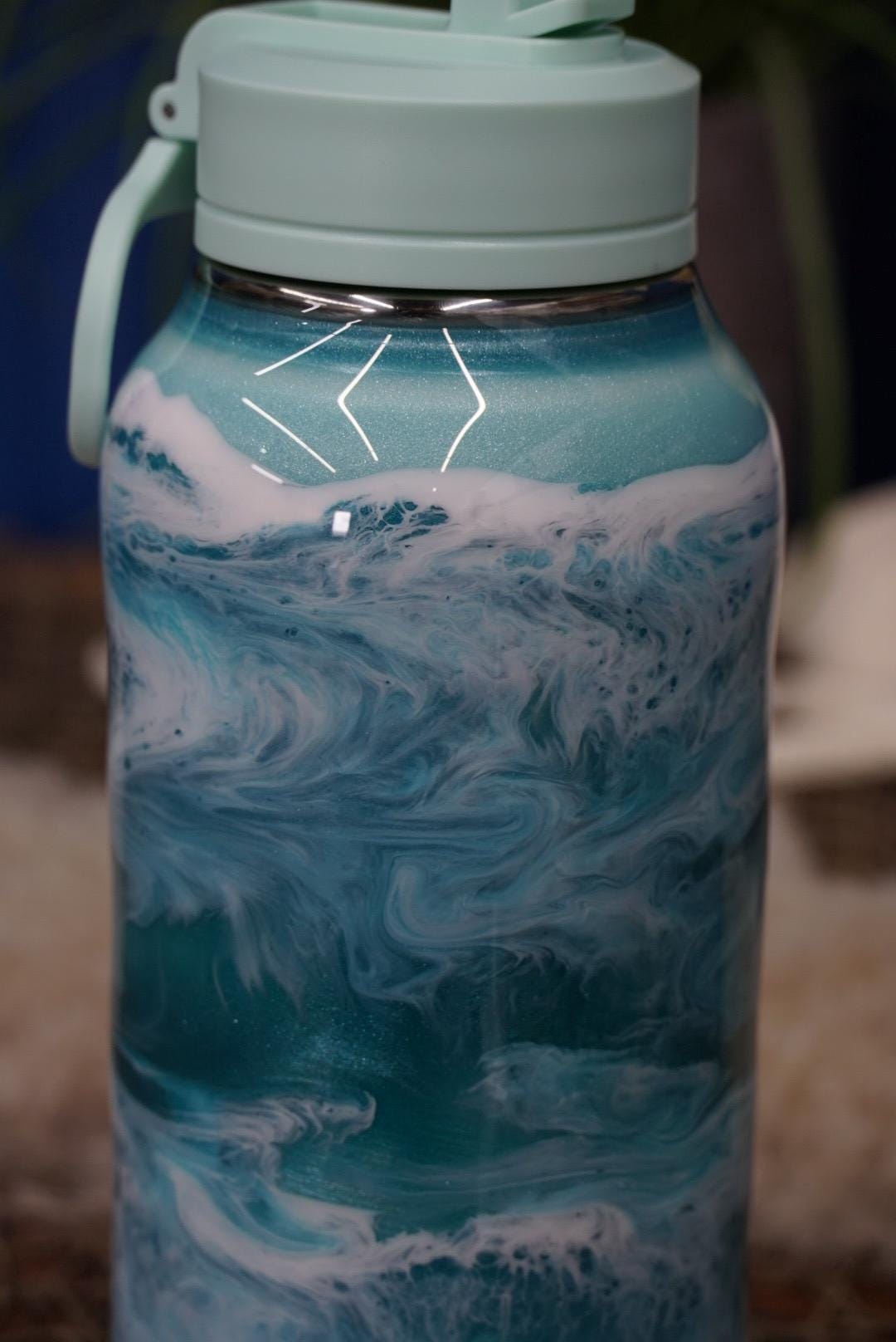 Ocean Waves Aqua Water Bottle
