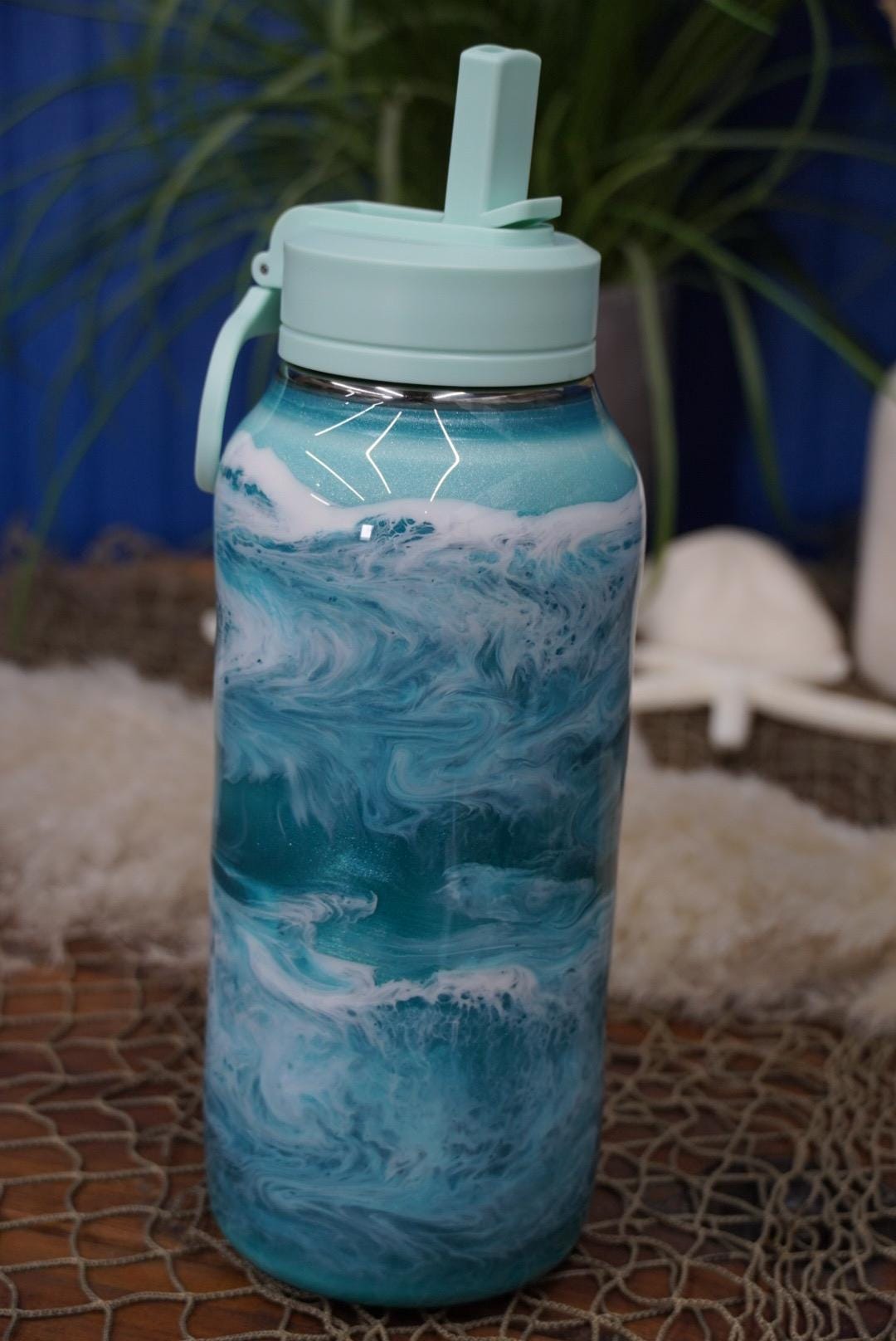 Ocean Waves Aqua Water Bottle