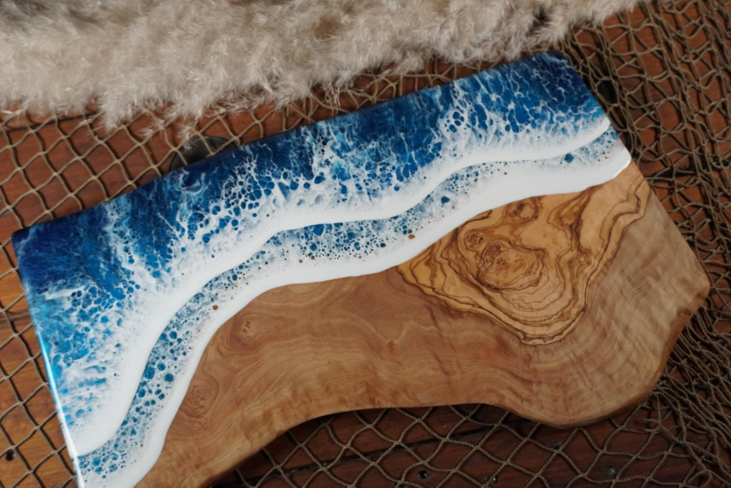 Ocean Waves Olive Wood Charcuterie Board
