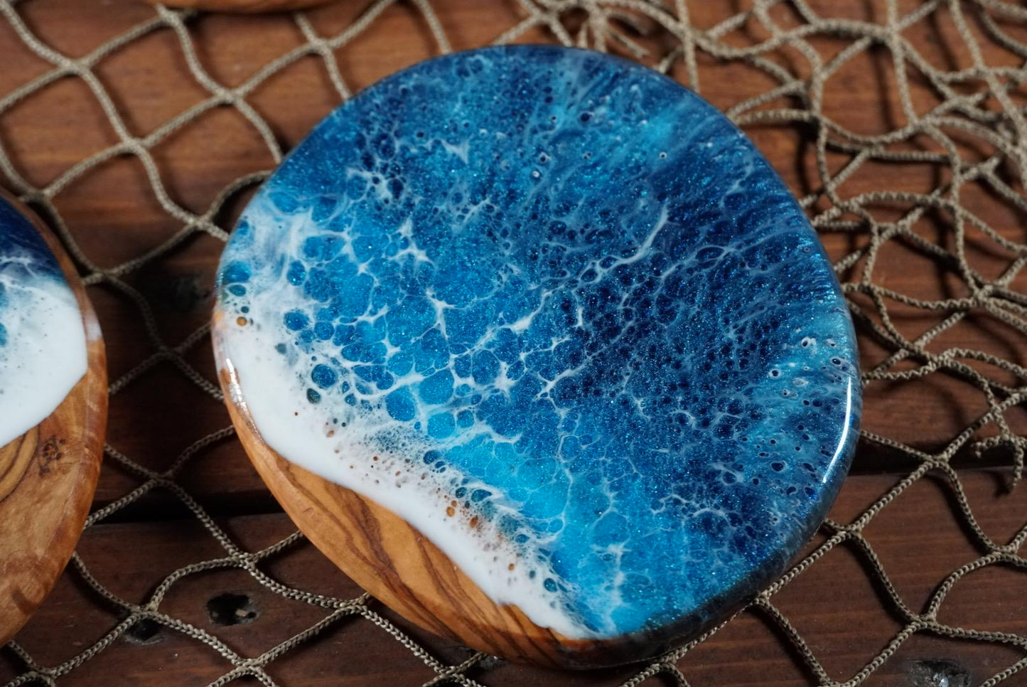 Olive Wood Wave Coasters