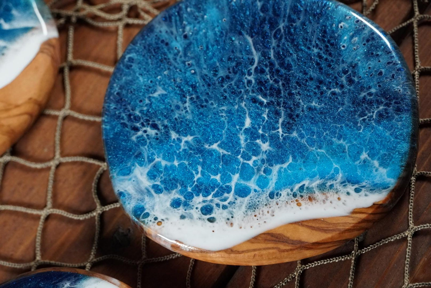 Olive Wood Wave Coasters