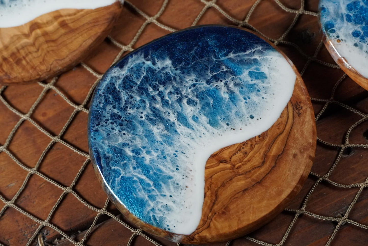 Olive Wood Wave Coasters