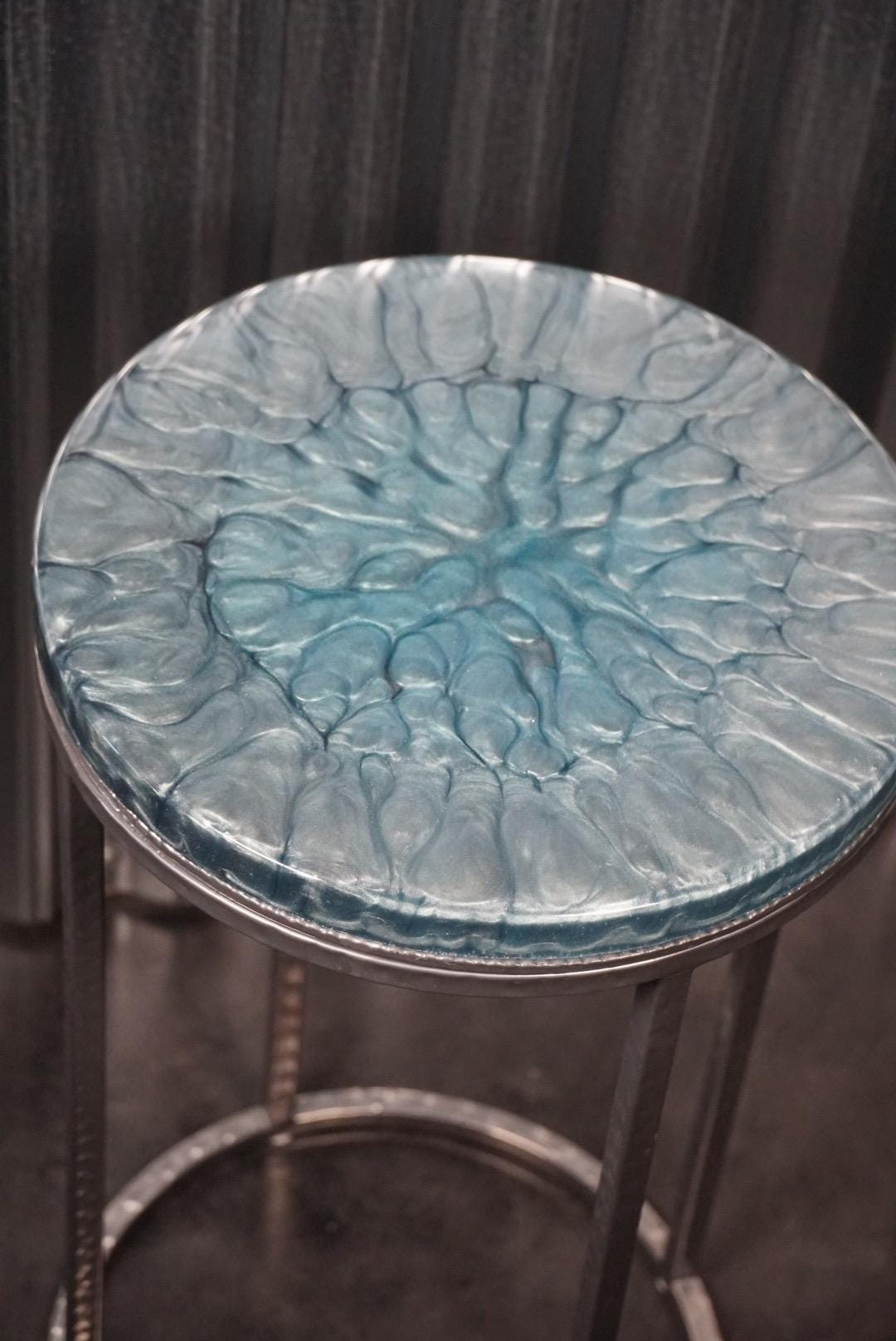 SILVER STEEL Epoxy Resin Table | Side Table | End Table | Accent Table