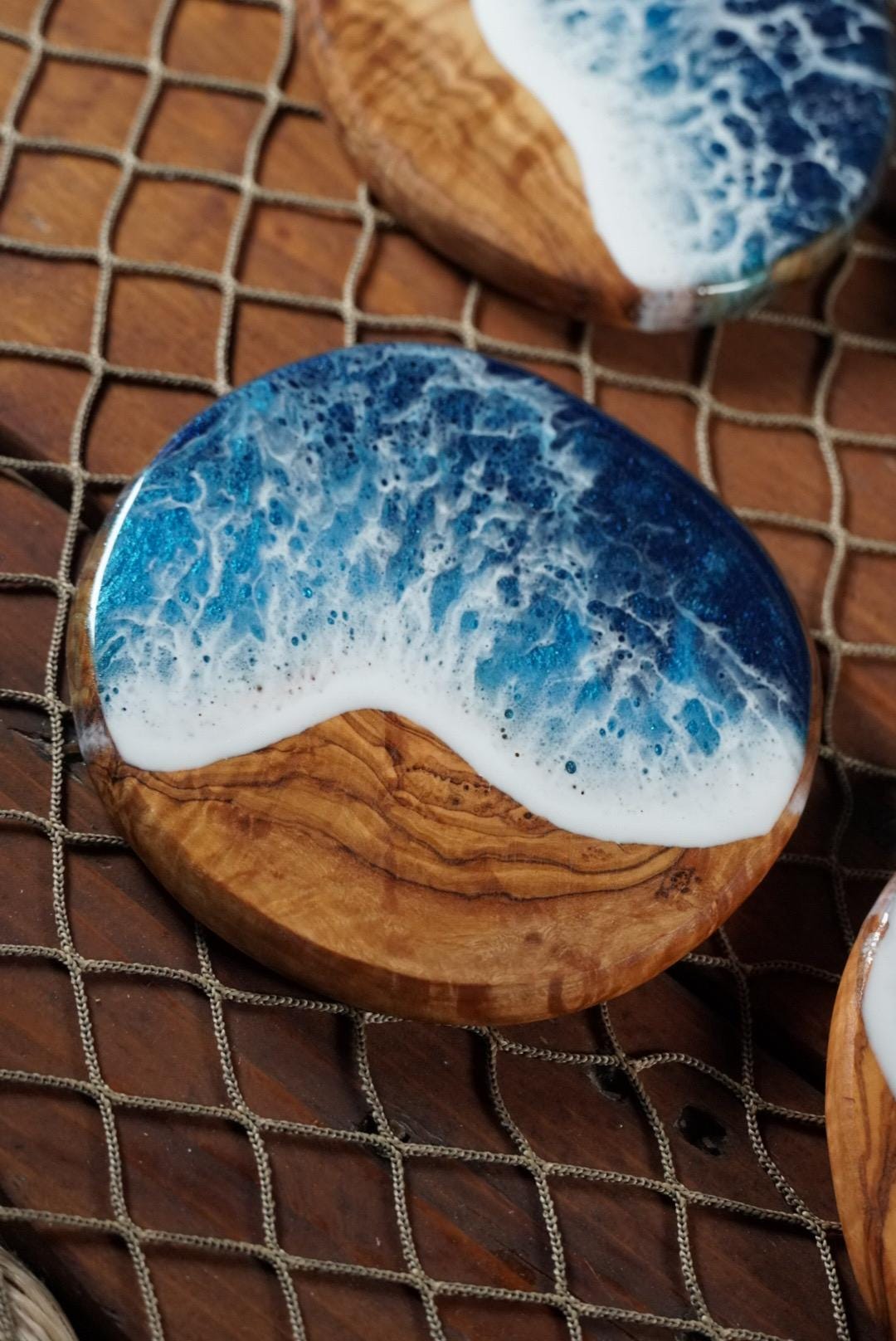 Olive Wood Wave Coasters