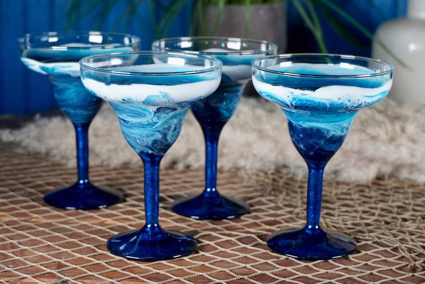 Two Ocean Waves Margarita Glasses | Coastal Decor