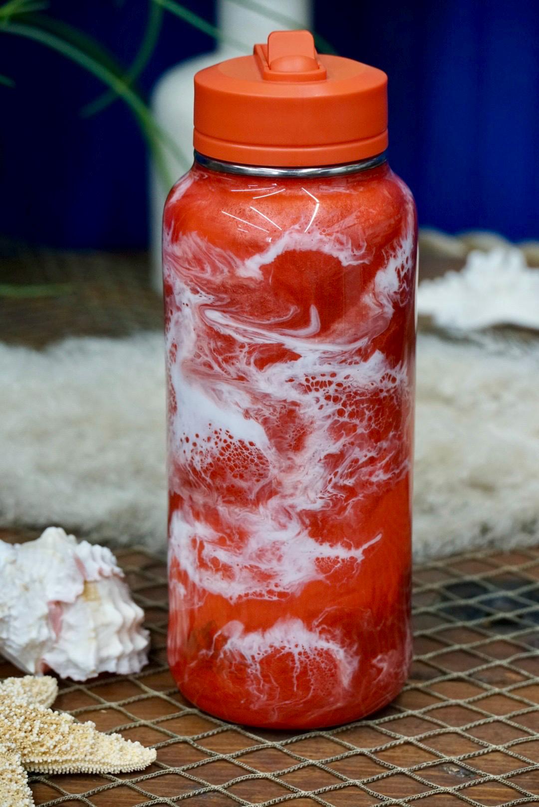 Sunset Orange Waves Water Bottle