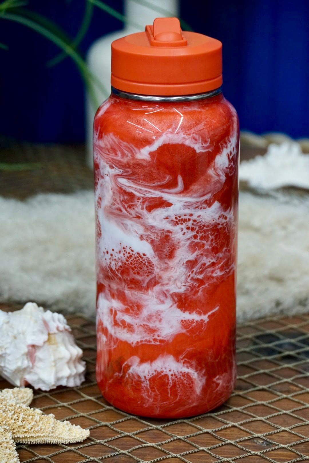 Sunset Orange Waves Water Bottle