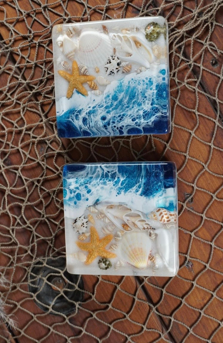 Ocean Sea Scape coasters set of 4