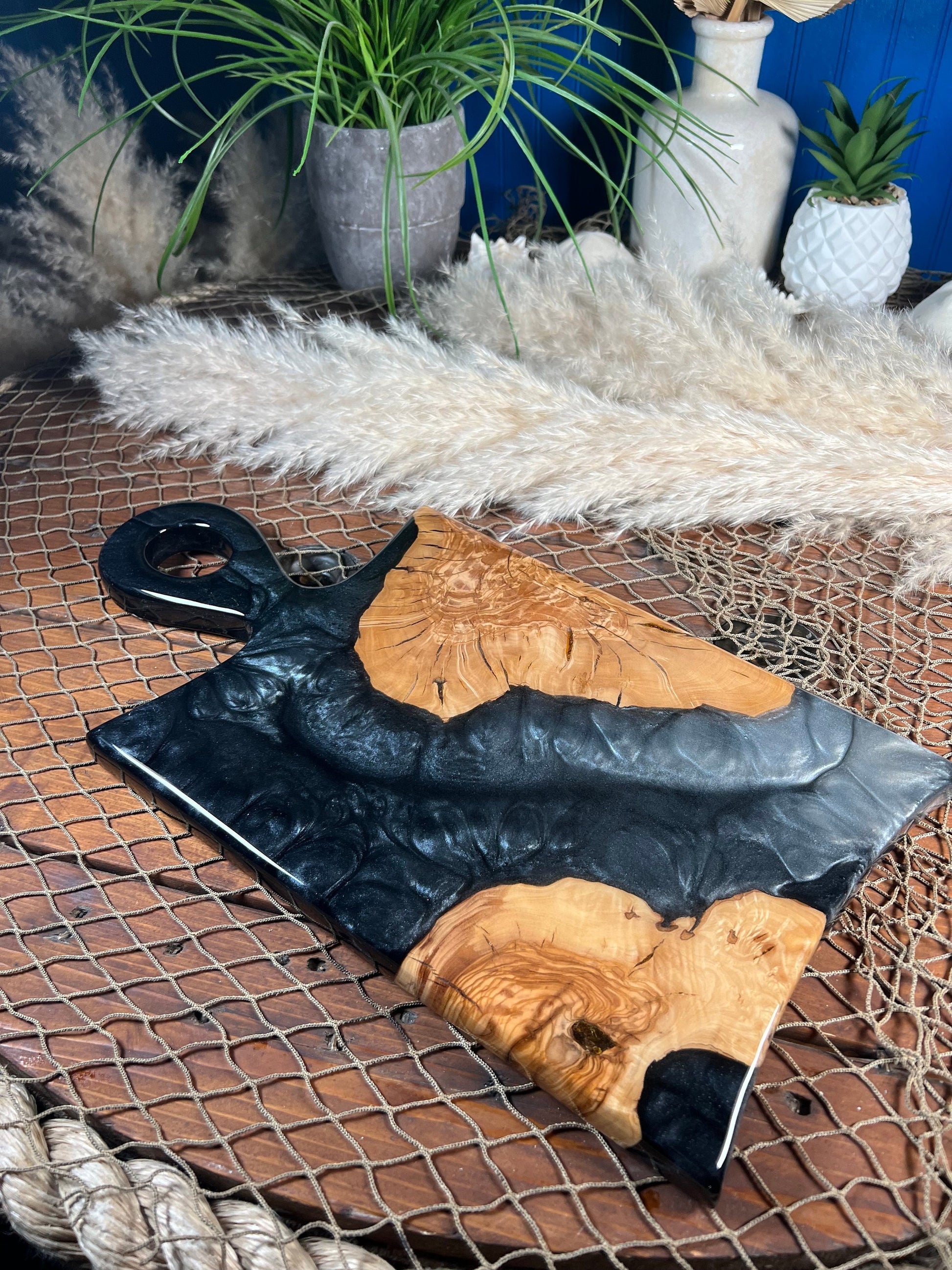 Black and Silver Charcuterie Board / Cheese Board / Serving Board / Kitchen Decor