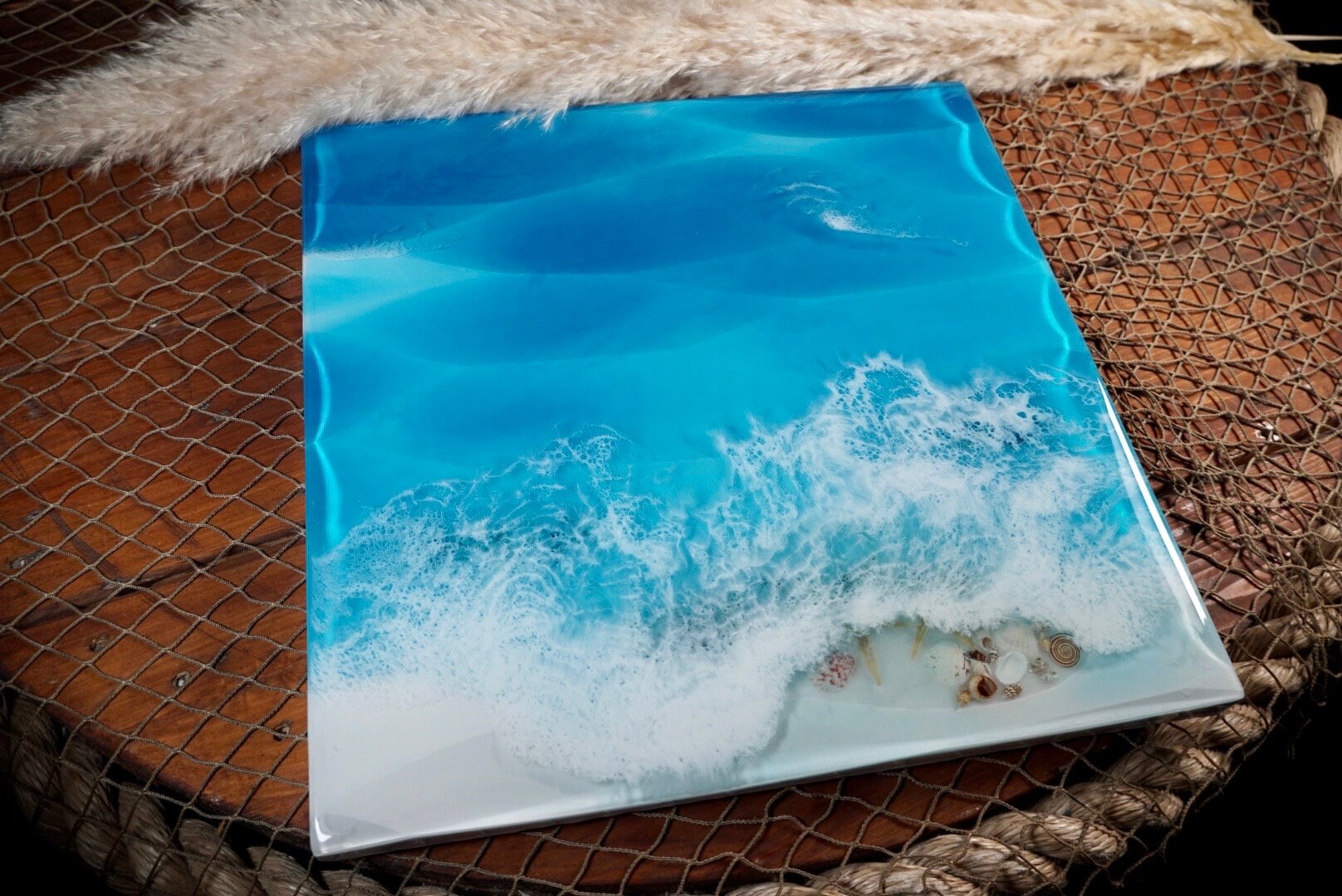 Ocean Blue Sculpted Waves Wall Art