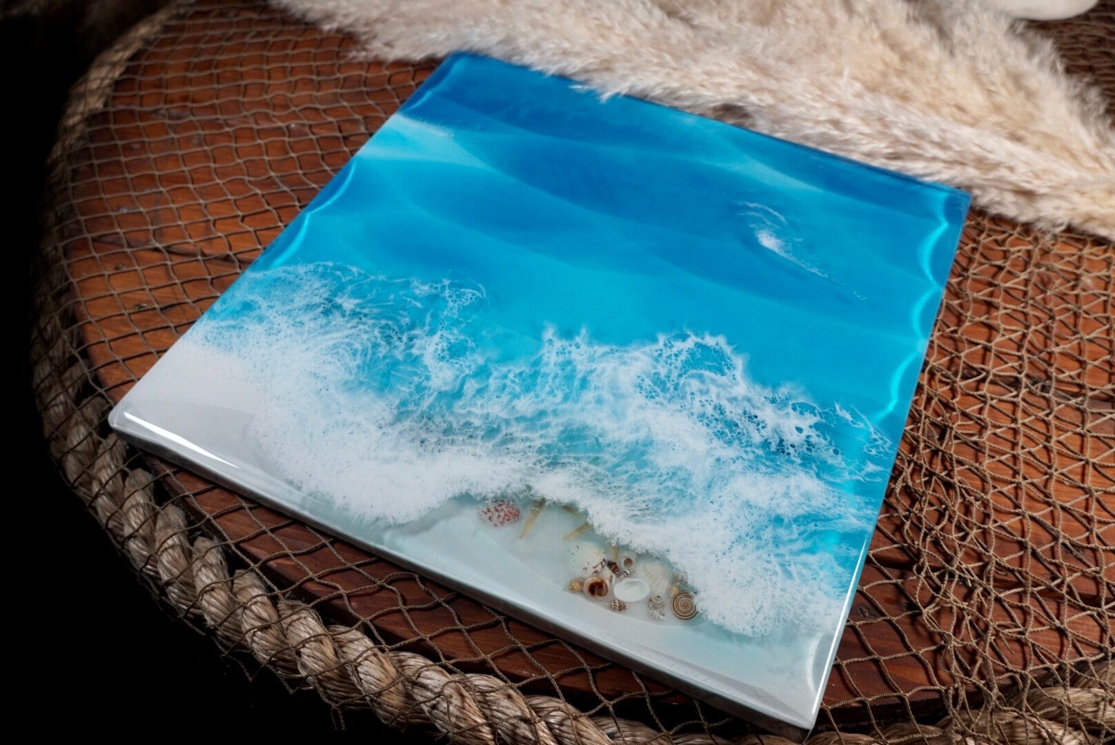 Ocean Blue Sculpted Waves Wall Art